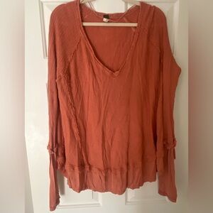 Women's Rust V-Neck Top